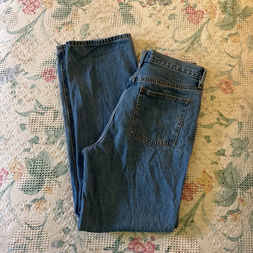 Fashion Nova Womens High Rise Straight Leg Button Fly Jeans Blue Size 7 DJ11047